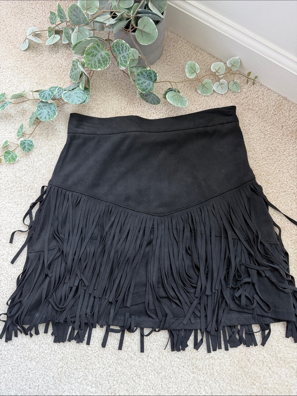 Altar'd State Black Fringe Mini Skirt